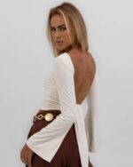 Blusa Amarração Costas Off White - Imagem 6