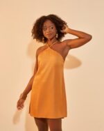 Vestido Acetinado Luara Cúrcuma
